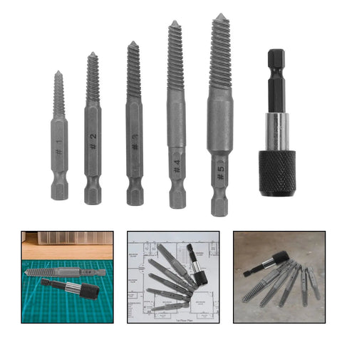 BESPORTBLE Heavy Duty Screw Extractor Kit With Hex Shank For Popping Out Broken Bolts And Damaged Screws Size #1 Through #5 Steel Construction Perfect For Home Repairs DIY Projects And Garage Jobs, set of five extractors