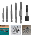 Ultimate Bolt Screw Extractor Kit With #1 To #5 Steel Sets For Home Repairs And DIY Projects, Easy Grip Handles Make Stripped Screws A Dull Task In No Time For Pros And Tinkerers; five steel extractors and handle