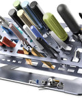 Desk Top Aluminum Alloy Screwdriver Rack And Tool Organizer With 45 Degree Tilt For Grab And Go Easy Access Double Layer Storage