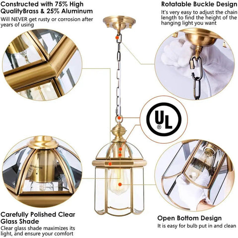 Outdoor Brass Hanging Light Fixtures Built to Last Weatherproof Pendant Lighting for Exterior Ceiling Porch Garden Entryway