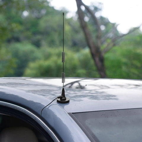 Wide Range Police Scanner Antenna With Magnetic Base For 20 To 1300 MHz Ham Radio VHF UHF Two Way Radios BNC Male Connector Ideal For Uniden Bearcat Whistler And Radio Shack Scanners installed on car roof