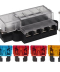 Rock Solid 4 Way Ato Blade Fuse Box With Gasket Seal Cover Dc 32V Under Hood Circuit Protector Block with assorted fuses