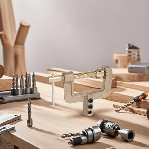 Top Notch Totority Welding Ground Clamp With Sturdy Spring And Electroplated Copper Earth Clip For Efficient Low Temp Rise Jobs At Shop Or In The Field on a wooden workbench surrounded by tools