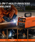 Beefy 4 In 1 Portable 135A MIG Welder 110V Flux Core MIG Stainless Flux MIG Stick MMA Lift TIG With LED Display in use