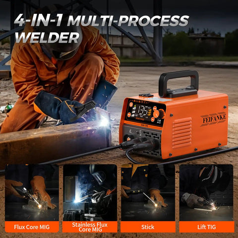 Beefy 4 In 1 Portable 135A MIG Welder 110V Flux Core MIG Stainless Flux MIG Stick MMA Lift TIG With LED Display in use