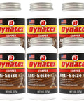 Heavy Duty Copper Anti Seize Paste 8 Oz Can Protects Against Extreme Heat Pressure Steam Water Prevents Galling Seizing Corrosion In Industrial Applications 6 Pack, front view of six cans with labels.