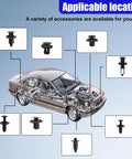 Diagram showing Universal 1240-Piece Car Push Retainer Clips And Fasteners Kit with car parts and clip locations.