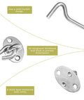 Quacc 4-inch stainless steel hook-and-eye latch with mounting plate and screws