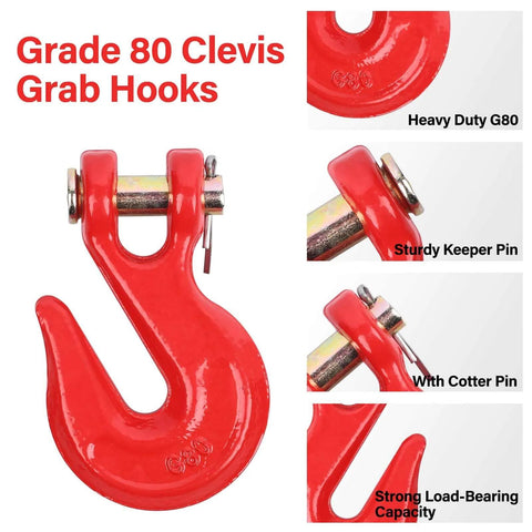 G80 Chain Hook Five Sixteenth Inch Clevis Grab Hooks Pack Of Four Heavy Duty Tow Chain Hooks With 4900 Lbs Working Load Limit