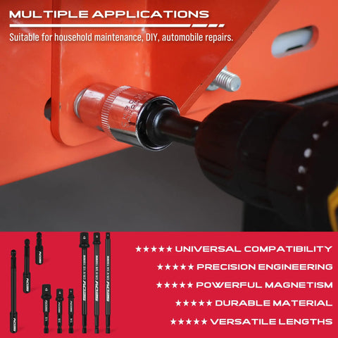 Built Tough 9 Piece Impact Socket Adapter Set For Drill with 1/4 In 3/8 In 1/2 In Drive Adapters shown used in a drill