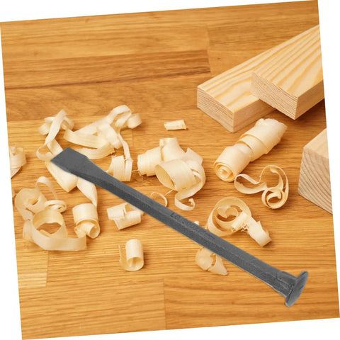 Heavy Duty Mason Chisel And Drawknife Wielding Kickass Carbon Steel on wood shavings with wooden blocks for carving.