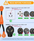 Hefty Dryer To EV Y Splitter Cord 30 Amp Male Dropping Down To Dual 30 Amp Female Nema Jacks setup and usage guide.