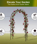 Heavy Duty Galvanized Steel Garden Arch Arbor 7.6 Ft Tall 4.6 Ft Wide Dope Rust Resistant Trellis For Climbing Vines Roses And All Year Outdoor Decor