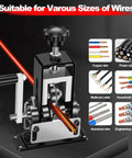 Manual Wire Stripping Machine For Scrap Copper And DIY Projects, drill powered, hand crank dual drive, shown stripping red wire