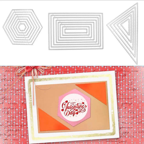 Six Piece Cutting Dies Set For Card Making And Scrapbooking Includes Rectangle Circle Triangle Square Oval And Hexagon Dies for DIY crafts