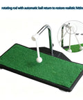 360 Degree Auto Return Golf Swing Training Aid With Five Height Adjustable Settings Home And Indoor Club Practice Simulator on green mat