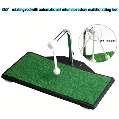 360 Degree Auto Return Golf Swing Training Aid With Five Height Adjustable Settings Home And Indoor Club Practice Simulator on green mat