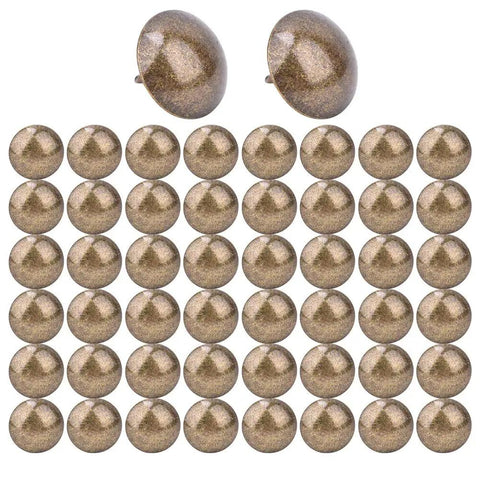 Heavy Duty Upholstery Nails Set Of 50 Thickened Decorative Tacks In Vintage Green Bronze for furniture and crafts, front view.