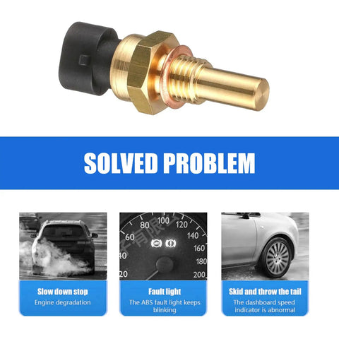 Engine Temperature Sensor Replacement For Auto DIY Friendly Durable Automotive Temperature Sensor Compatible With Delphi 15404280 12191170 60811520 12608814 Gold Finish FASCGQ2001GO 1 Pack brass sensor with black connector
