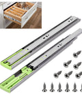 Soft Close Drawer Slides With Beefy Full Extension And Quiet Ball Bearing Rails Damping Thickened Guide For Silent Operation Stainless Steel Black Finish 14 Inch 150 Pound Capacity 3 Fold System