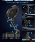 Rock Solid Vacuum Lock 60 Plus Lbs Suction Car Phone Mount With 2800gf Magnetic Grip 360 Degree Adjustable Holder shown installed on dashboard.