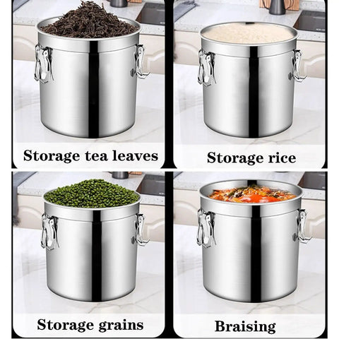 Heavy Duty Stainless Steel Food Dispenser Airtight Canister For Rice Flour Coffee Beans, storing tea leaves and grains.