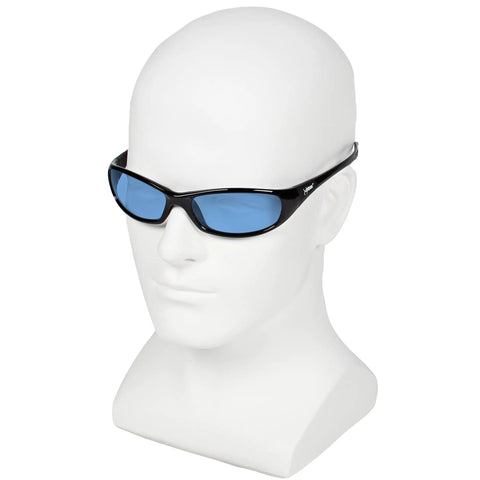 Hellraiser Safety Glasses With Light Blue Lenses And Black Frame, 12 Pairs Per Case, UV 99.9% Protection For Indoor And Low Light Outdoor Work
