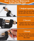 How to use the Beefy Motorcycle Chain Breaker Tool For 420 428 520 525 528 530 Roller Chains step-by-step.