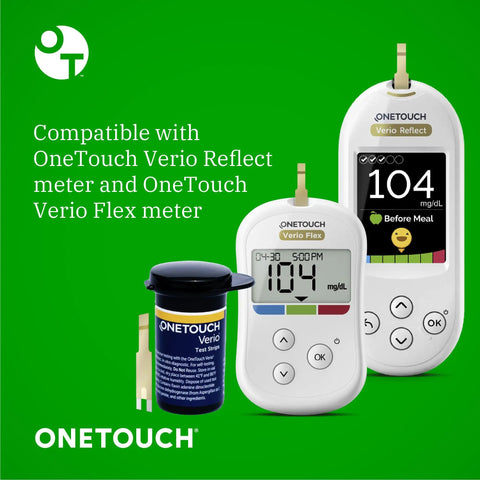 Verio Blood Glucose Test Strips for Daily Sugar Checks, Fast Five Second Readings, dual pack next to OneTouch Verio meters