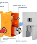 Diagram of Ceiling Mount Shower System With Luxury Rain Shower Head And Handheld Combo High Pressure Valve Rough In And Trim Kit