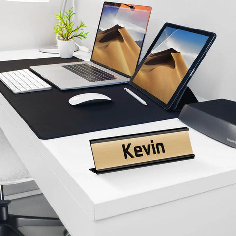 12 Pack Aluminum Desk Name Plate Holders 2 By 8 Inch Blank Name Plates for Office School Classroom Black Durable Metal Display Stands