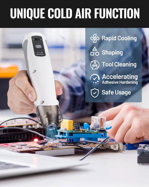 Dope Little Mini Cordless Heat Gun For DIY Crafts And Embossing used on electronics with focus on unique cold air function