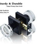 Matte Black Glass Privacy Door Knob With Lock For Bathroom And Bedroom Vintage Crystal Interior Handle Kit