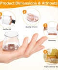 Hand holding a silicone chair leg protector showing 48 Pack Silicone Chair Leg Floor Protectors With Felt Pads And Caps For Hardwood Floors Universal Small Size Quiet Glide Scratch Prevention Noise Reduction Easy Sliding For Wood Furniture attributes