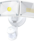 White Three Head LED Outdoor Flood Light With Motion Sensor No Fuss Security Light For Garage And Yard 3000 Lumen Daylight IP65