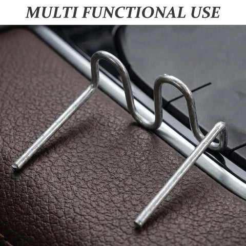 Cool 2000-Pack Wave Shape Welding Staples For Car Bodywork, Heavy Duty Carbon Steel Hot Stapler Pins to Fix Dashboard Lamps and Trim Fast With Tight Space Access, close-up of silver wave pin.