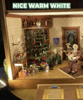 Miniature Christmas scene with tree and elderly doll in warm lighting from Top Notch MR11 GU4.0 BiPin LED Bulb 3W 12V AC DC Spotlight