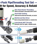 Must Have PVC Pipe Threader Tool Set With 65mm Hex Shank For Quick DIY Fixes with 1/2 3/4 1 Inch NPT threading heads.