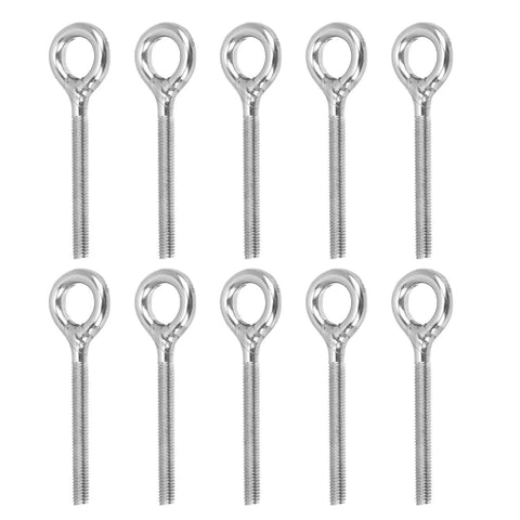 10 Pack M5 Eye Bolt and Eye Hook Kit in Stainless Steel for Hanging and Lifting, Boss Grade Heavy Duty Screw Eyelets for Wood and Metal Projects, Durable Ring Hooks for Solid Load Support, 10 stainless eye bolts