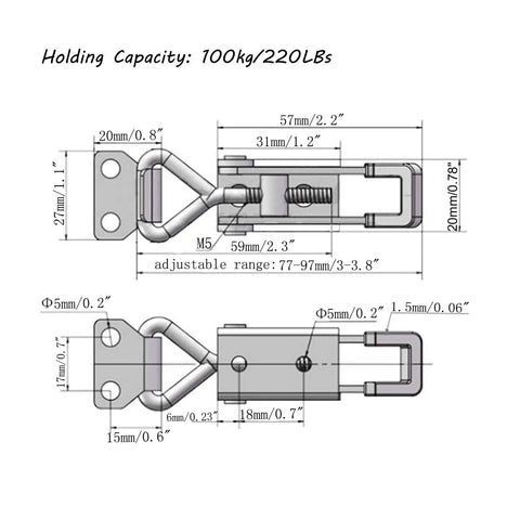 Four Pack Toggle Latch Clamps 304 Stainless Steel Quick Release Hand Tools For Smoker Lids Jigs Cases And Trunks Beefy 220 Lbs with diagram
