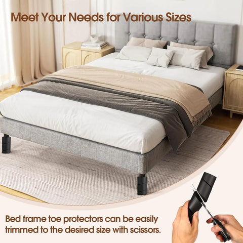 Heavy Duty Rubber Bed Frame Toe Protectors Four Pack Cushioned Corner Guards For Furniture Legs, trimmable EPDM rubber for size adjustment.