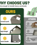Comparison of a corrosion-proof, high-strength, hard Quick Tach cut-out mount plate versus a thin, rust-prone plate.
