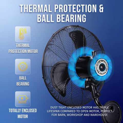 20 Inch Pro Series High Velocity Oscillating Waterproof Outdoor Wall Mount Fan For Industrial, Commercial And Residential Use
