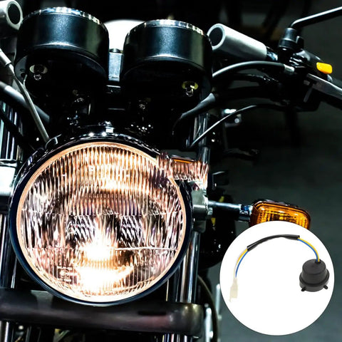 Motorcycle Headlight Socket Adapter With Double Claw 1.97 Inch Front Light Wiring Harness Compatible With Scooter And Electric Bike Easy Install No Fuss And Plug And Play For Quick Headlight Replacements