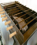 12 Pack 22 Inch Stainless Steel Kabob Skewers With Wide Reusable Nonslip Wooden Handles on Grill