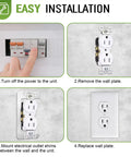 4-step installation process for 20 Pack Silver Wall Plate Spacers for Switches and Receptacles detailed in image