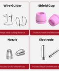 AG60P Plasma Cutter Consumables Kit With Torch Tips And Nozzles, 50Pcs Set including wire guider, shield cup, nozzle, electrode