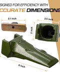 Five Pack V17SYL Bucket Teeth With Flex Pins For Excavator Backhoe Loader Fits V17 17SYL Heavy Duty Beefy Digging Tooth Replacement Set For Everyday Projects. Green alloy steel, 6 x 2.5 x 2 inches.