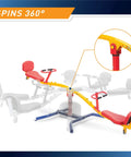 Spinning Teeter Totter Playground Set For Kids 360 Degree Rotation Teeter Totter With Impact Absorbing Seats display in red, yellow, blue