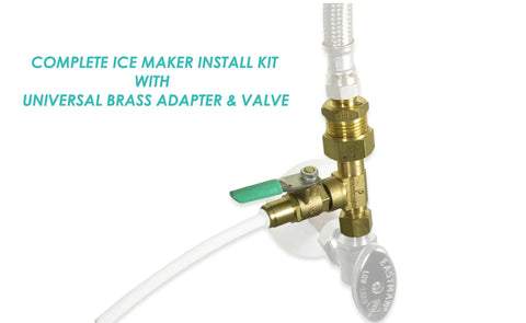 Ice Maker Water Line Kit With 25 Foot Tubing, Solid Brass Stop Tee And Valve, One Quarter Inch Fittings, DIY Friendly Quick Install